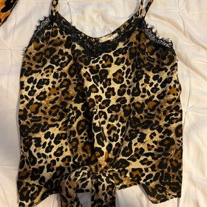 Leopard print laced cami